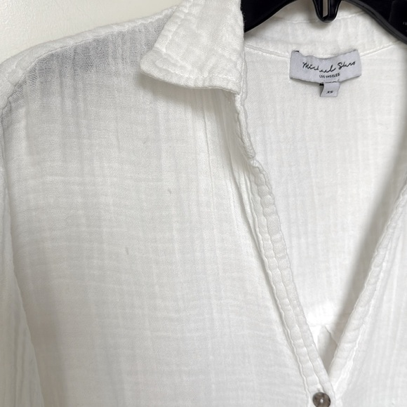 Michael Stars Leo Gauze White Button Down Long Sleeve Shirt Womens Size XSmall - Picture 6 of 8